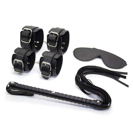 4 Piece Bondage Set Black - Hashtag Desire