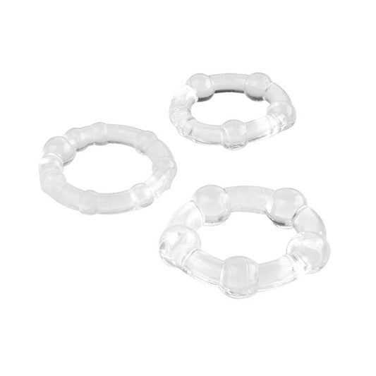 3 Pack Cock Rings Beaded Clear