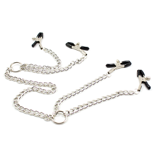 4 Head Chain Nipple Clamps Black Tips