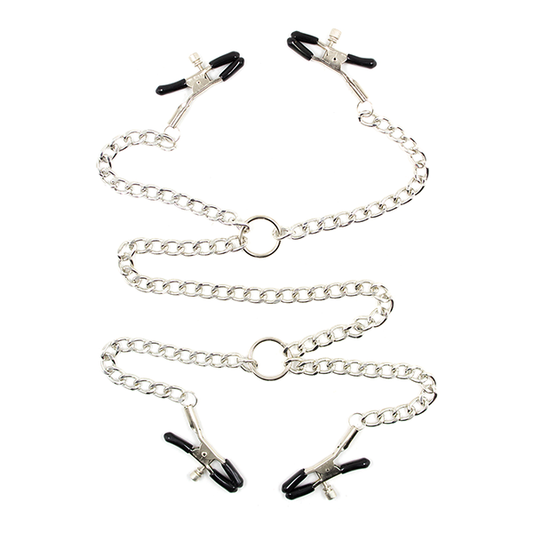 4 Head Chain Nipple Clamps Black Tips